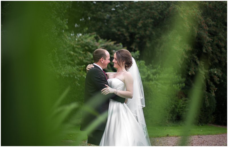 Bride and groom at Eaves Hall Clitheroe