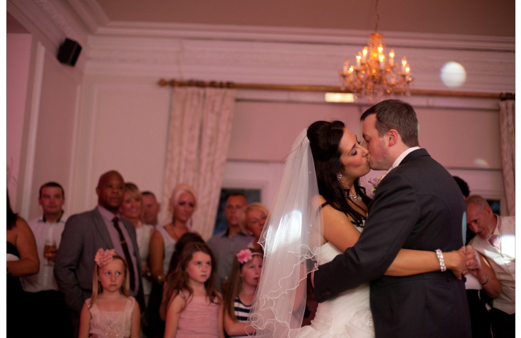 First Dance- West Tower Wedding Photography - Bride and groom kissing
