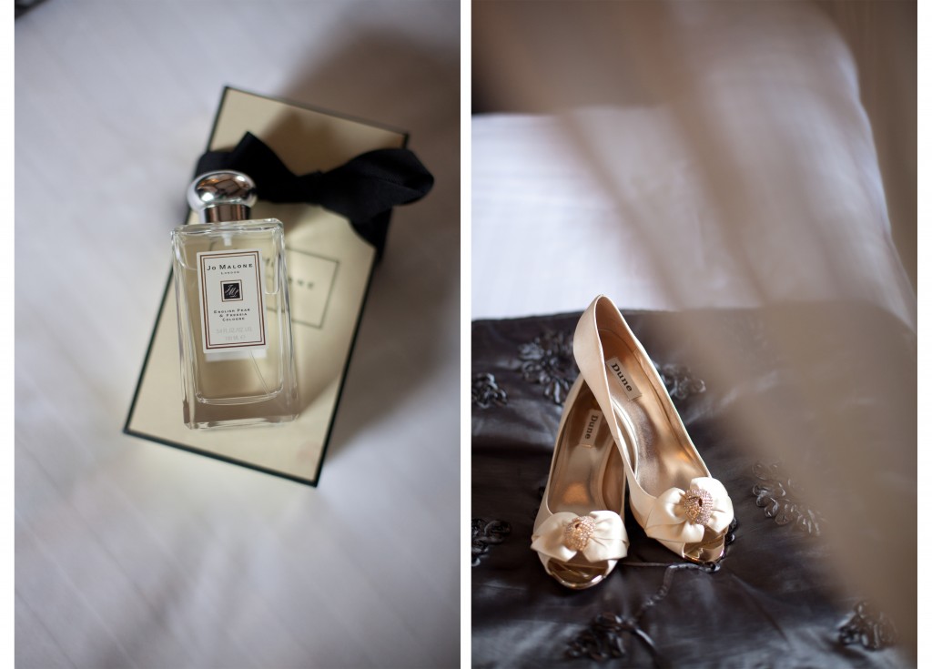 Jo Malone perfume and gorgeous shoes, detailed wedding photography shots