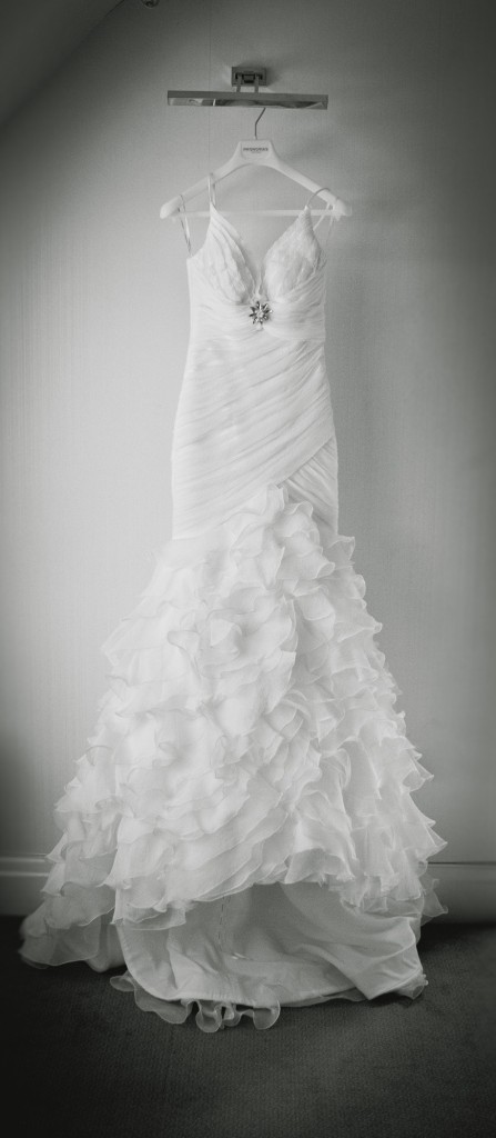 A detail photograph of a bride's stunning dress. Beautiful wedding photography