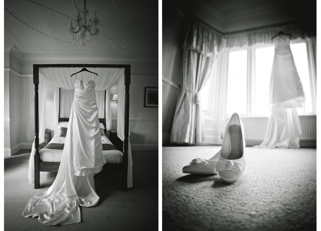 Stunning detail shots of dress and shoes, Country House Hotel Wedding Photographer