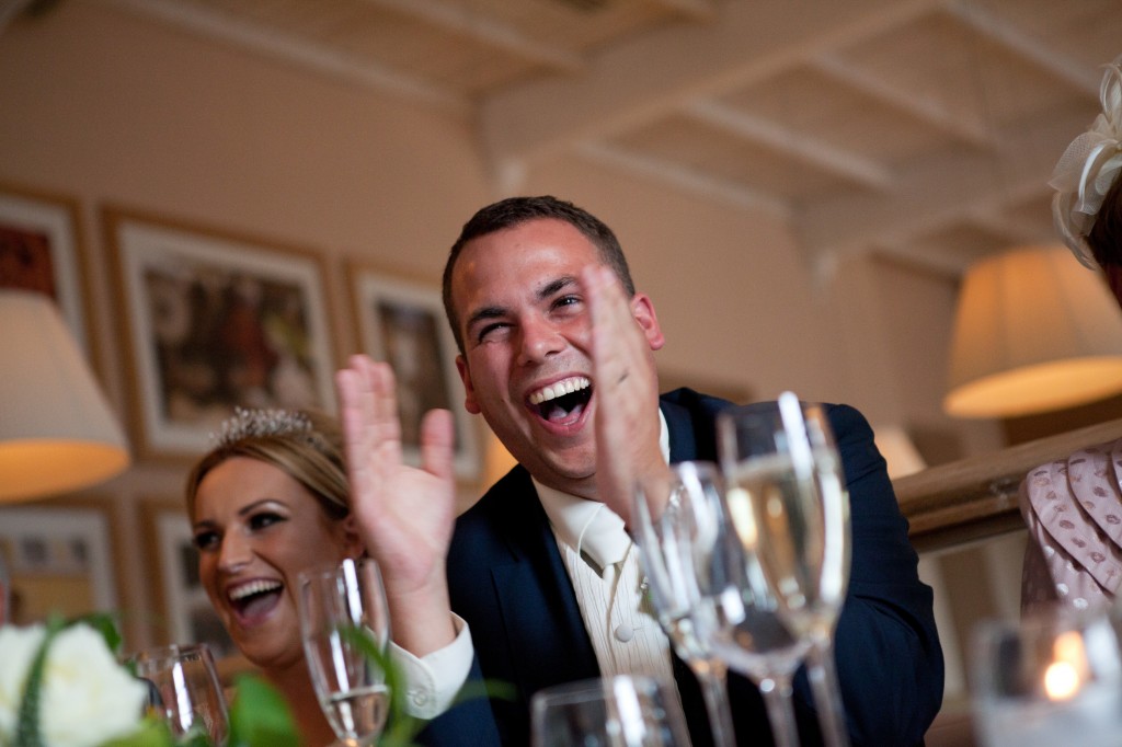 One very happy groom at the top table. Lancashire Wedding Photography