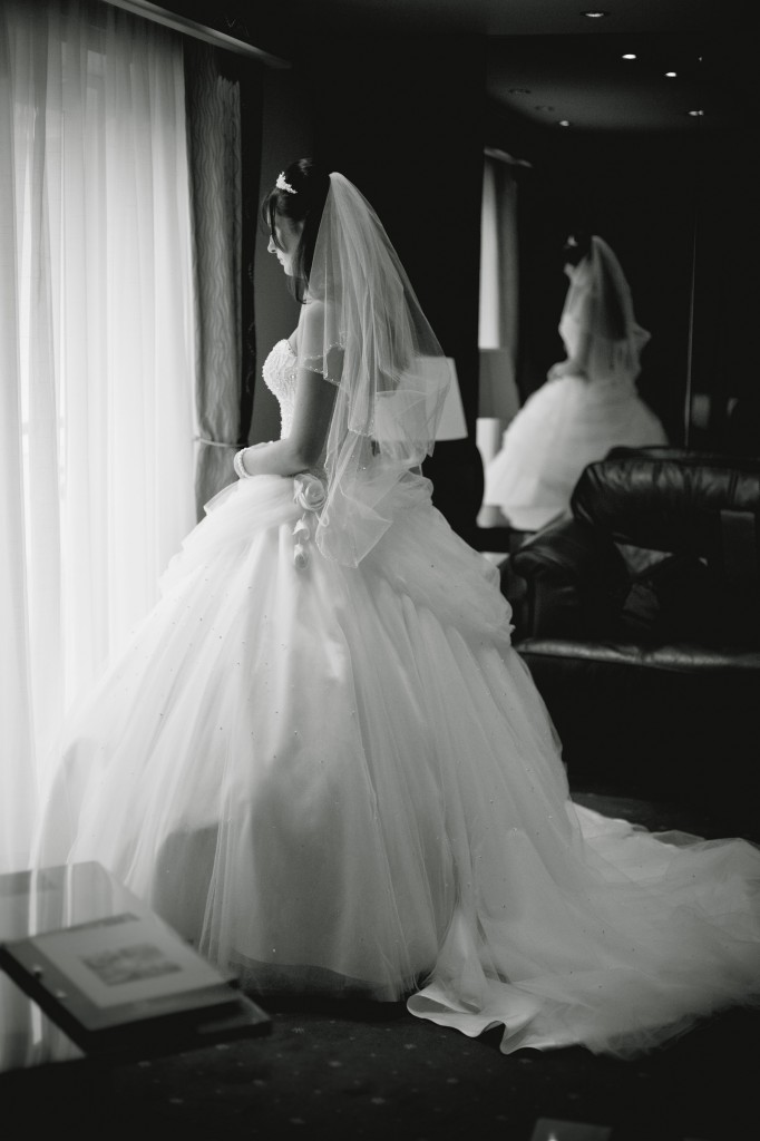 Bride Reflected in the Mirror of Suites Hotel Bridal Suite Livepool