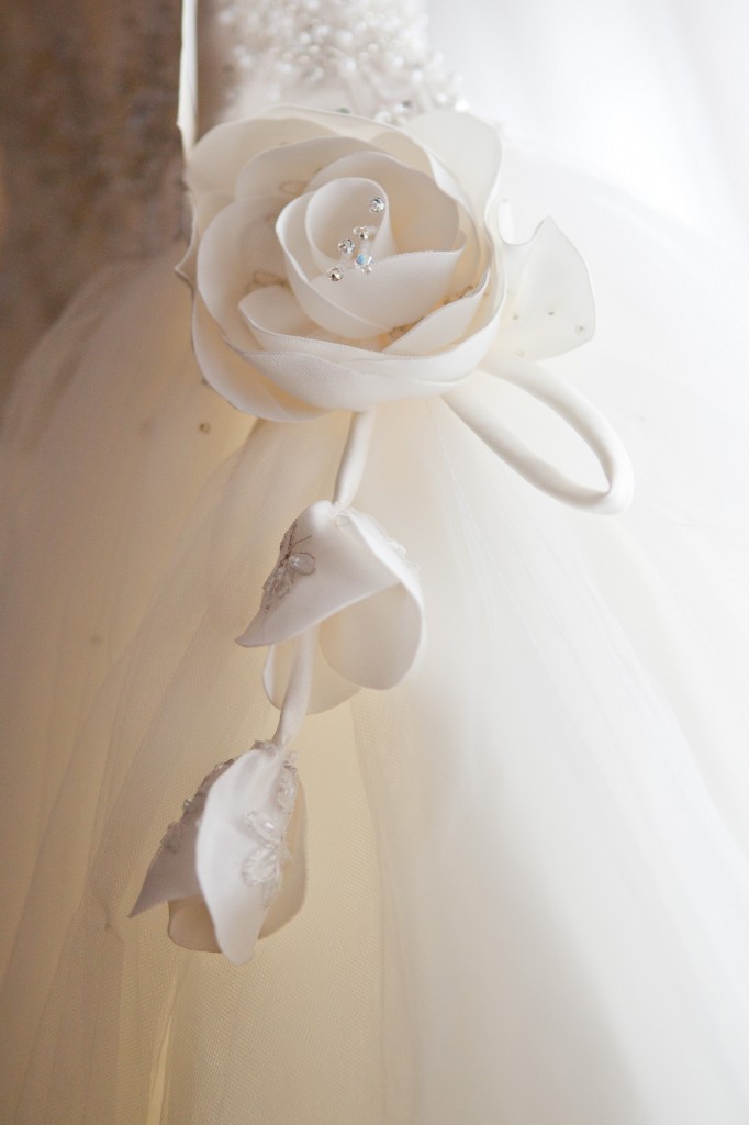 Beautiful Rose on Wedding Dress - Liverpool Wedding Photography