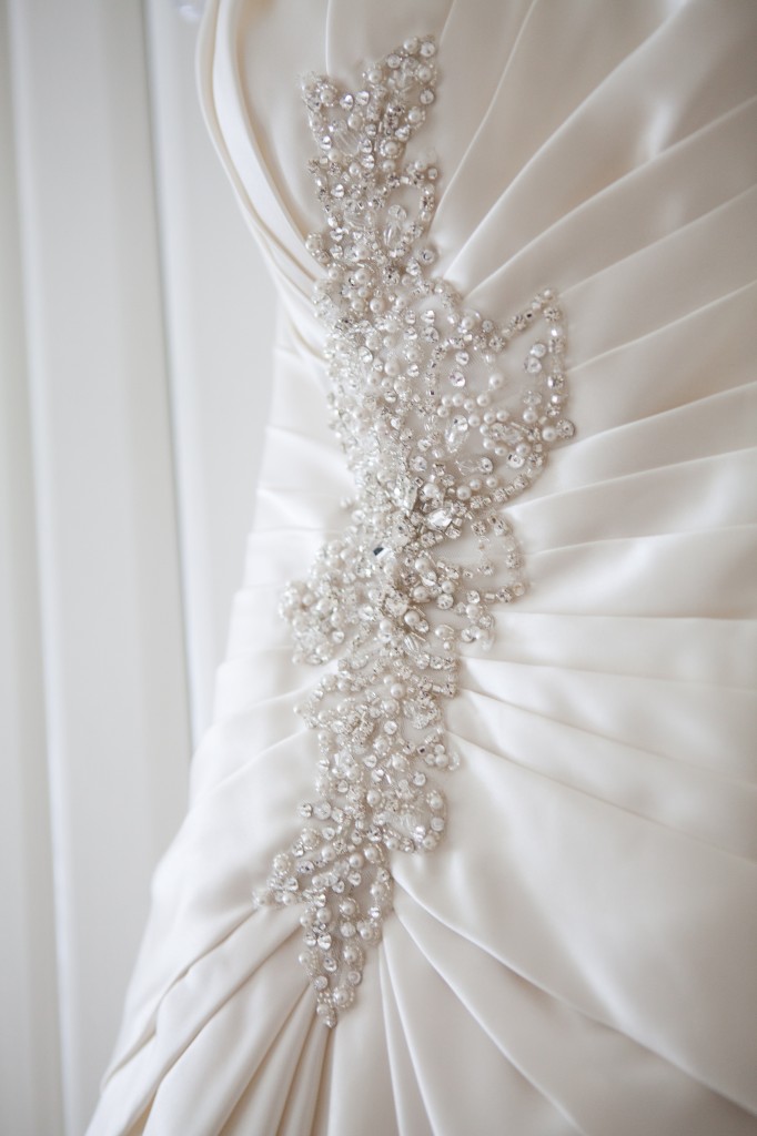 Beautiful Beading Detail on Wedding Dress - Suites Hotel Wedding Photography