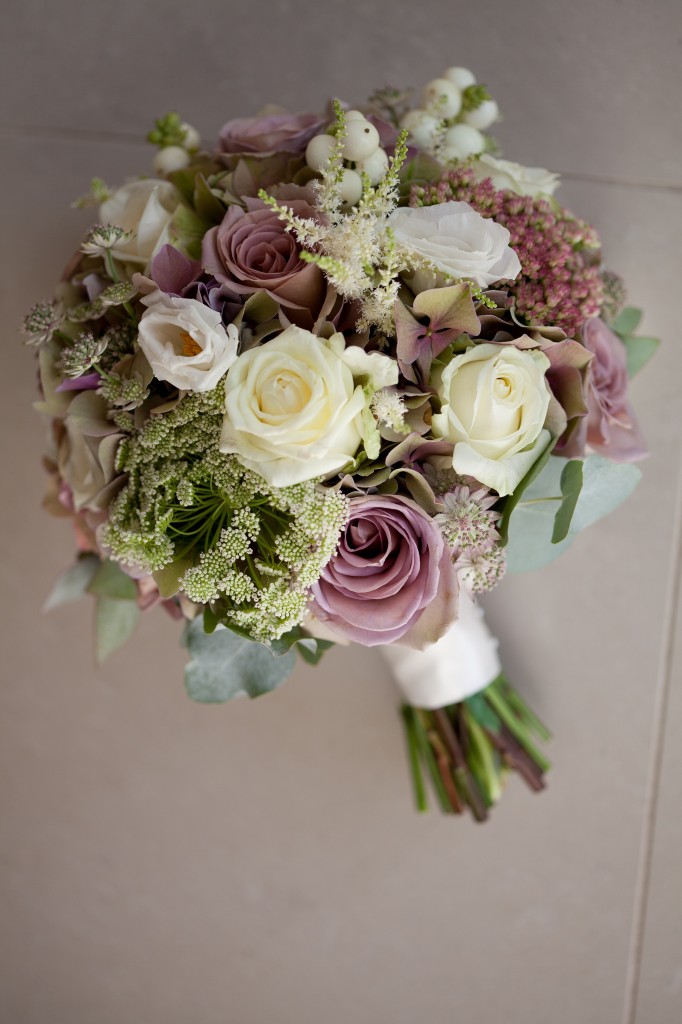 A shot of the stunning wedding flowers at West Tower, Lancashire