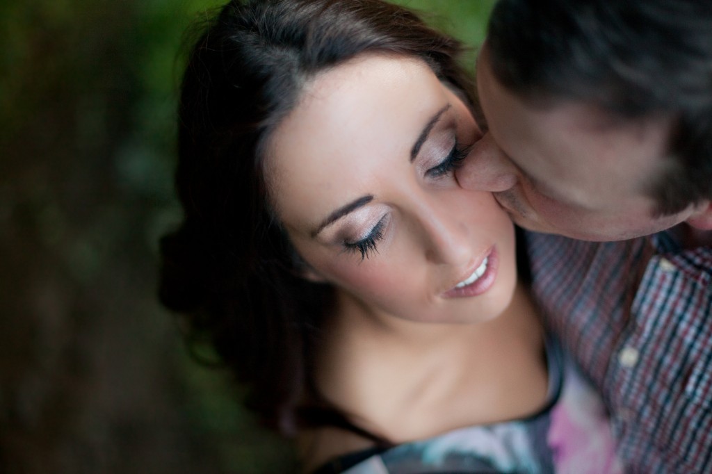 Bride to be Looking Down as Her Man Kisses Her Cheek | Lancaster Pre Wedding Photography