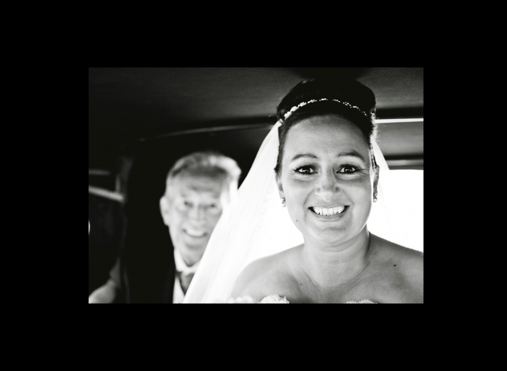 Bride and Father of the Bride in Car 