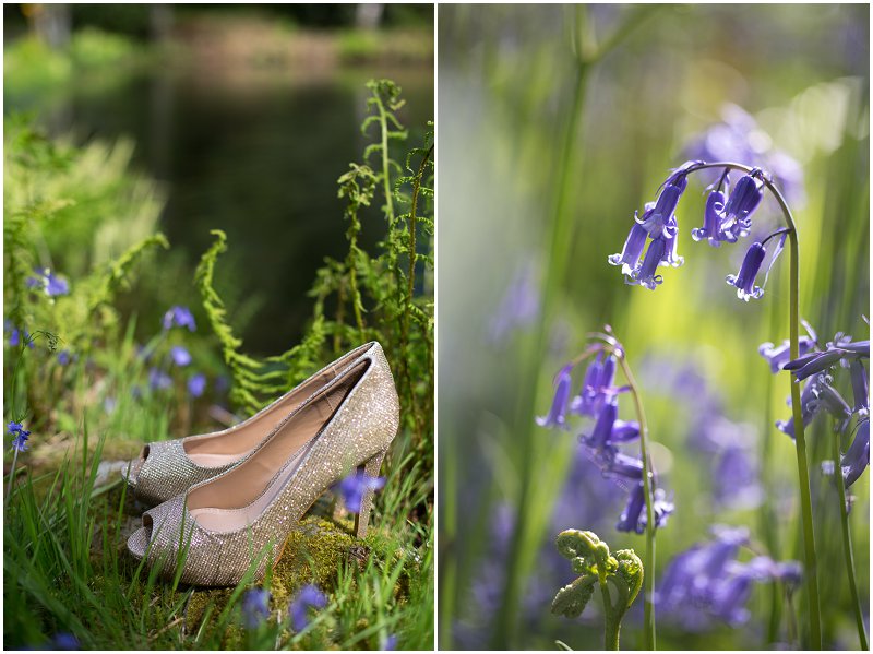 Bluebells and wedding shoes at Linthwaite House Hotel wedding