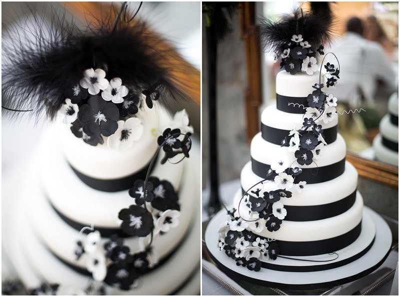 Beautiful black and white wedding cake 