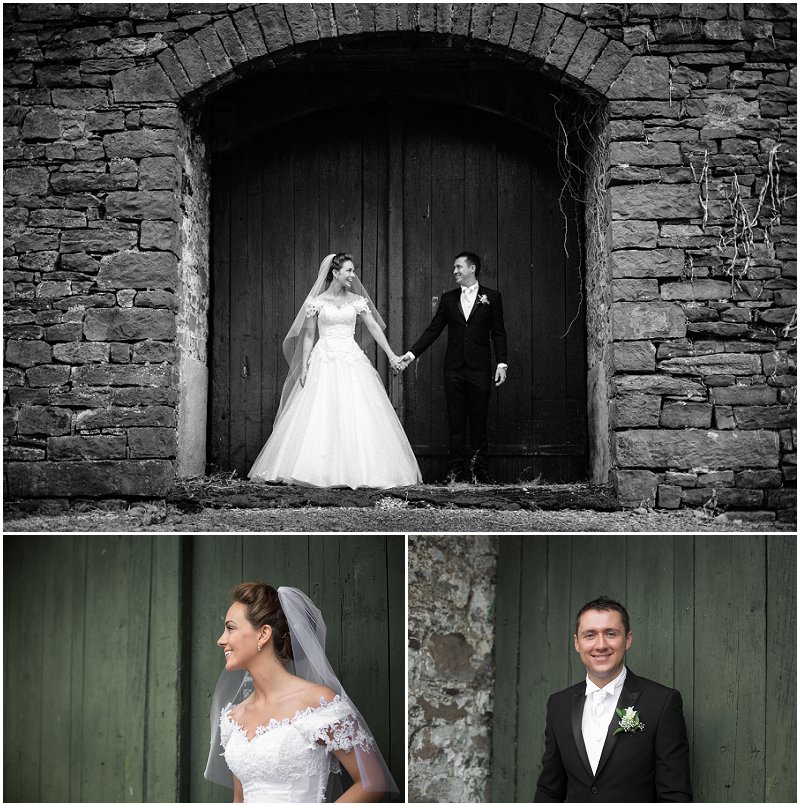 Bride and groom outside barn in Clitheroe Lancashire wedding Photography
