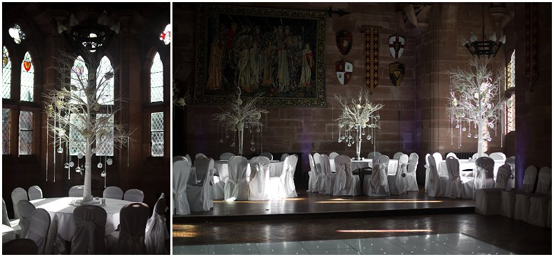 Red Floral Decorations at Peckforton Castle Cheshire 