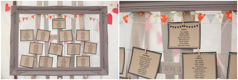 Vintage Seating Plan at Belmount Hall Wedding | Marquee Wedding Photography