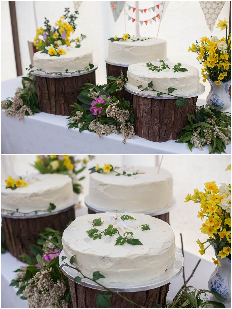 Wedding Cake in Marquee at Belmount Hall Cumbria wedding