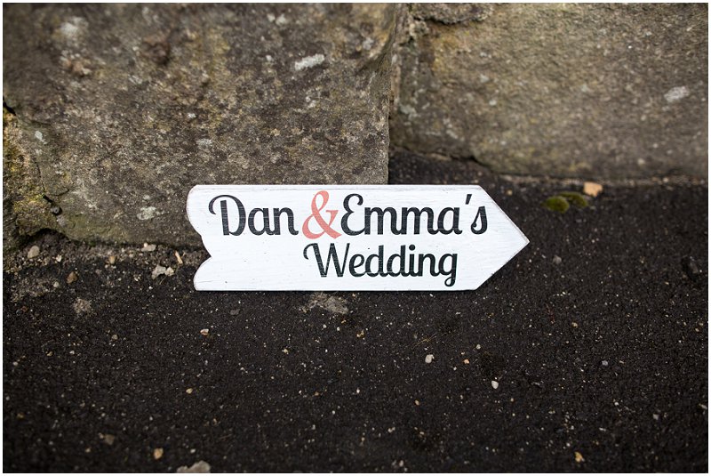 Dan & Emmas wedding sign at the church, Clitheroe