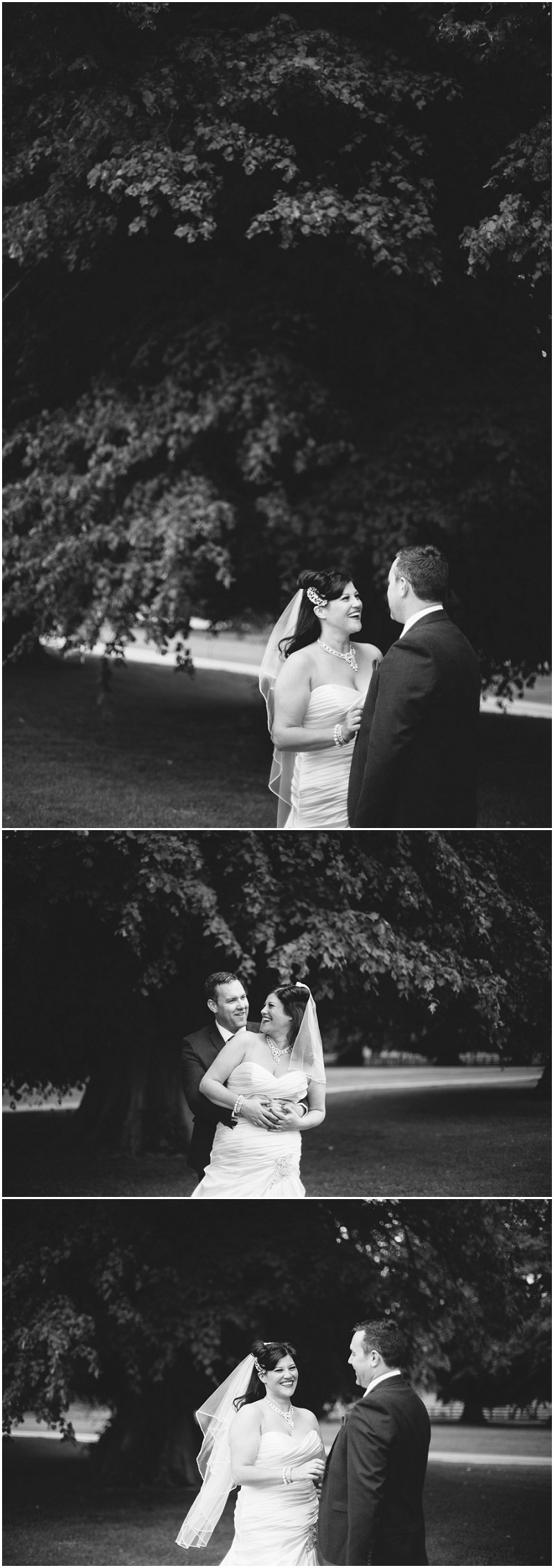 Beautiful black and white pictures of bride and groom at Soughton Hall wedding