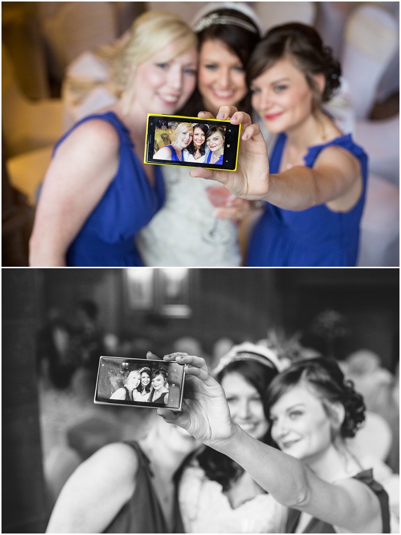 Bride and Bridesmaids take a 'selfie' at Abbey House Hotel