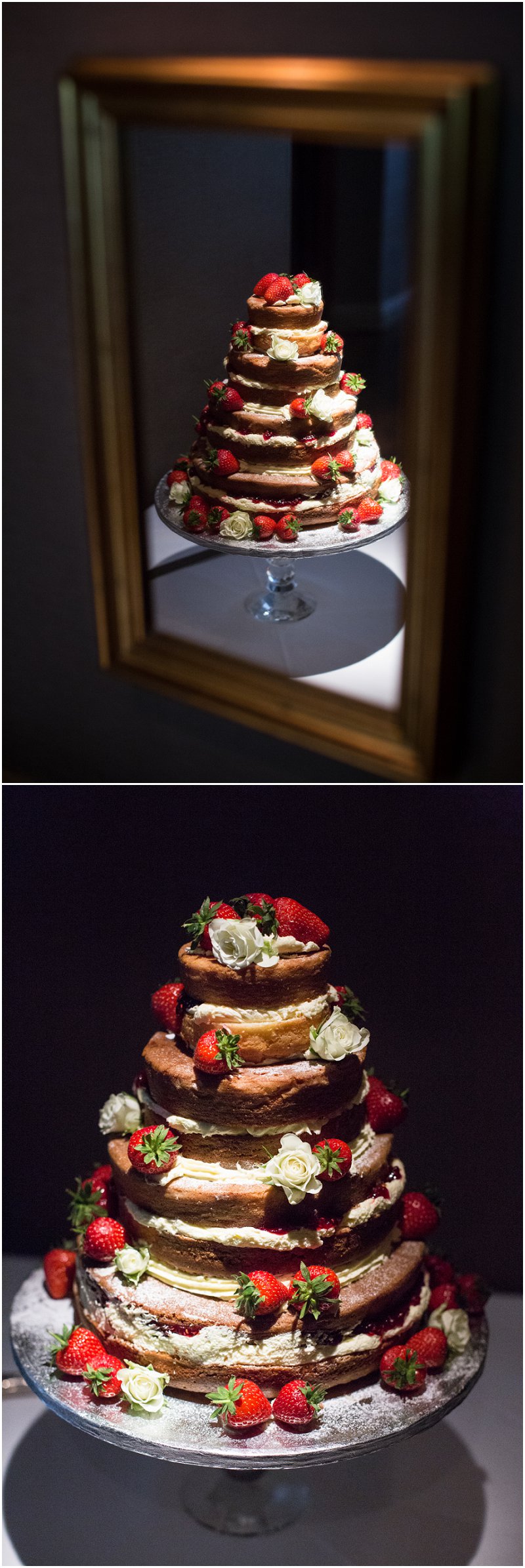 Wedding cake with Strawberries at Linthwaite House Hotel, Cumbria