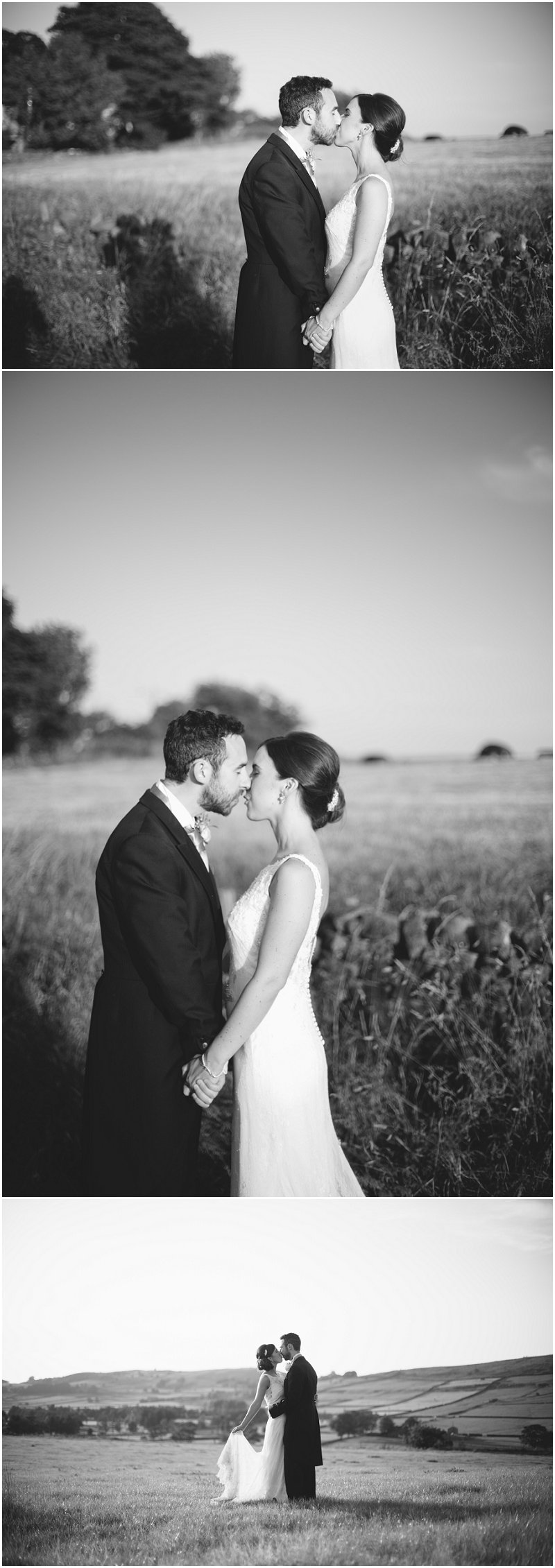 A couple kiss during their portraits at Golden Hour at The Alma Inn