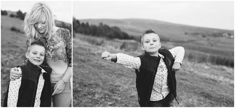 Black and White shots of Mother and Son at Rivington Park Lancashire