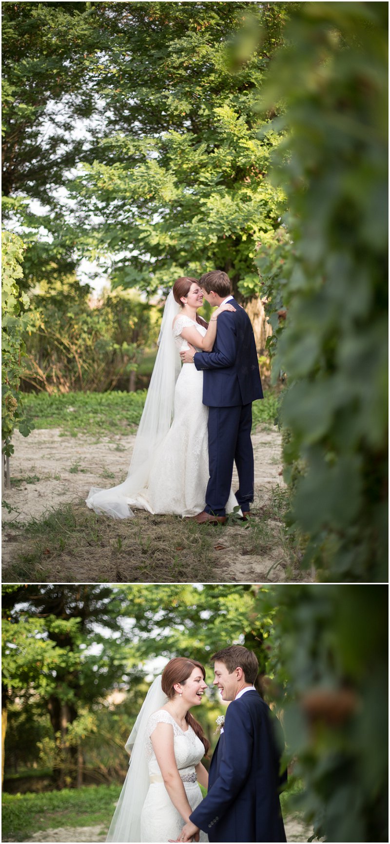 Bride and groom during portrait shoot in Vineyard, Italy