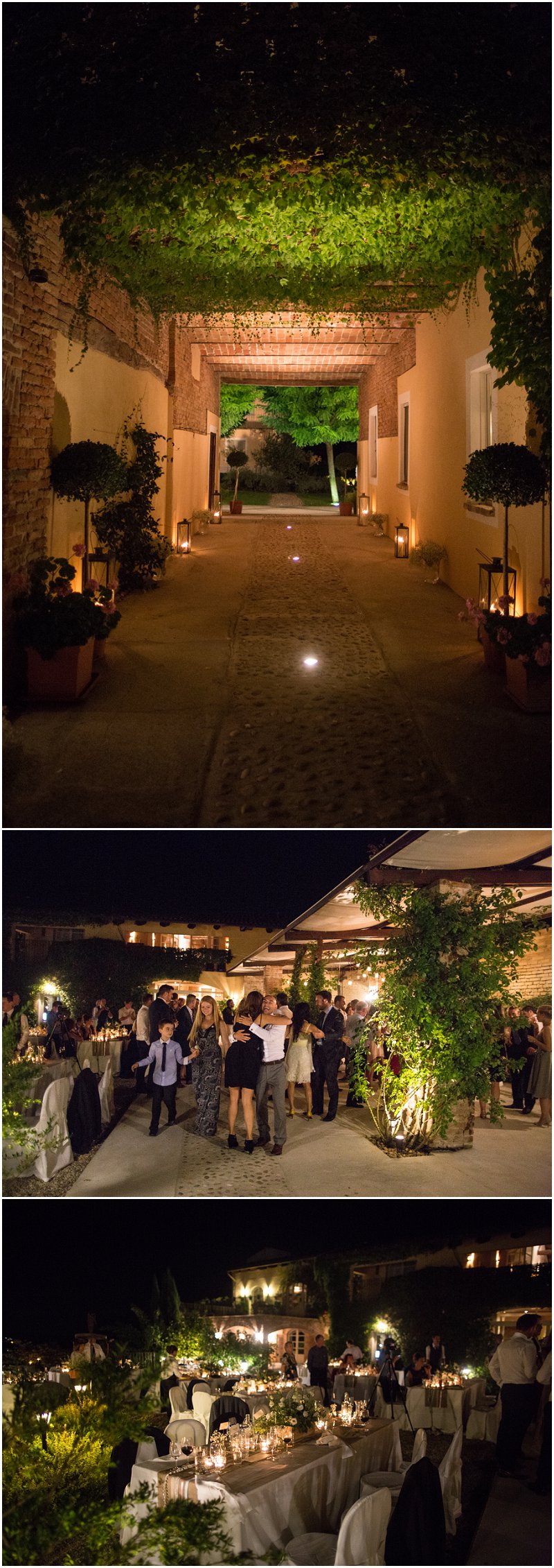 La Villa evening reception by candlelight in Italy