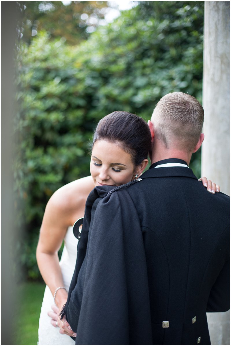 Bride and groom during portraits at Eaves Hall Wedding