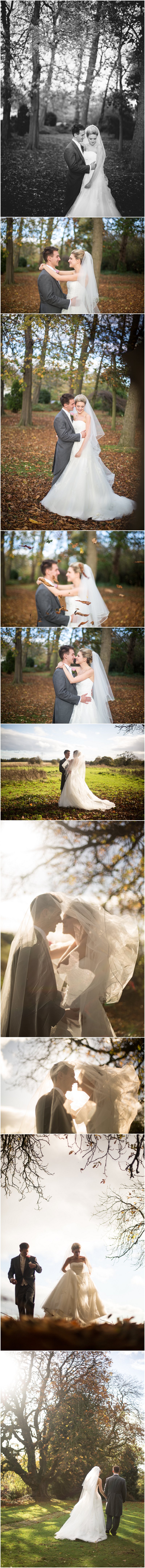 Beautiful Bride and groom in grounds of Crabwall Manor