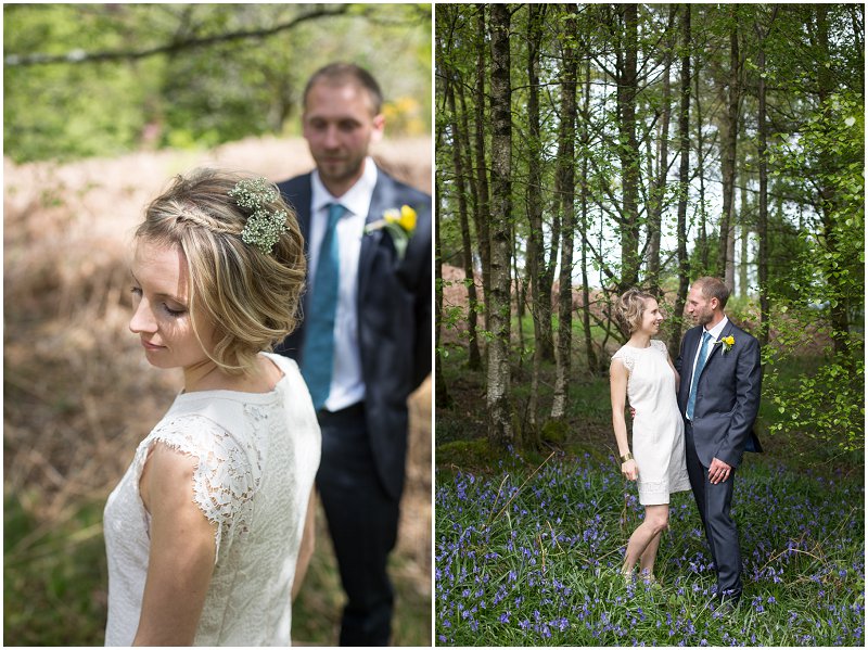 Bride and groom on wedding day at Linthwaite House Hotel