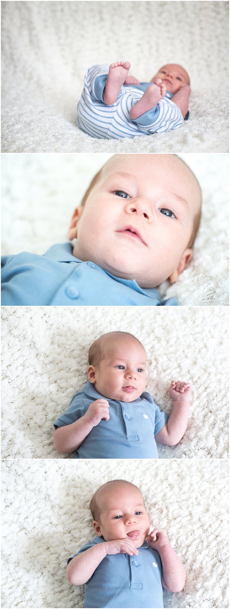 New baby photographer Preston gorgeous baby boy in blue during photo shoot