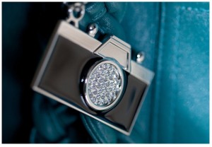 A close photograph of the camera on an Epiphanie Camera Bag
