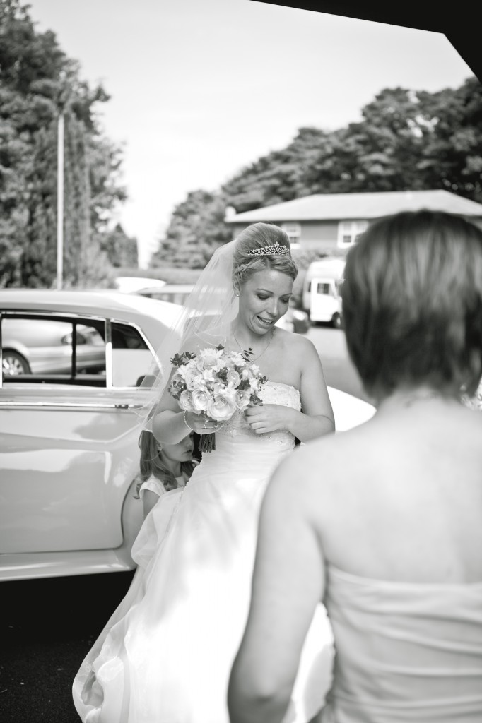 Arrival of the bride at the church. Ashfield House wedding photography, Lancashire