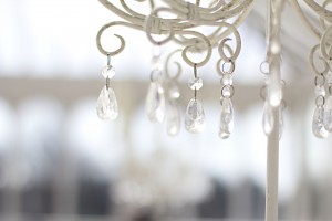 Crystals hanging from a table decoration