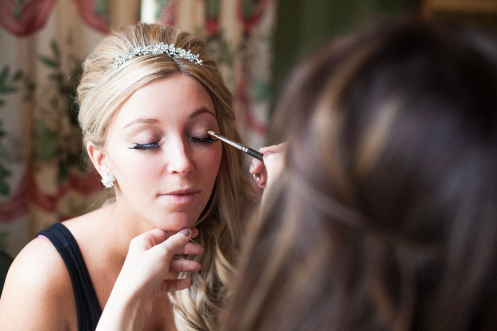 Bride getting make-up done