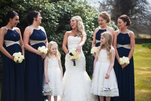 Laughing bridal party