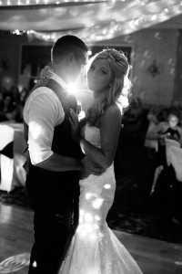Black and white first dance wedding photography