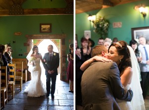 Bride walks down the aisle at The Mill Forge Gretna Green