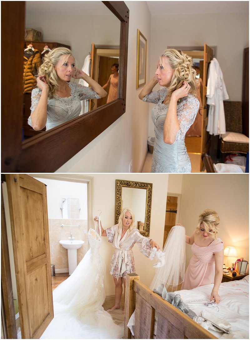 Bride and Mother of Bride on wedding morning Eaves Hall Photography