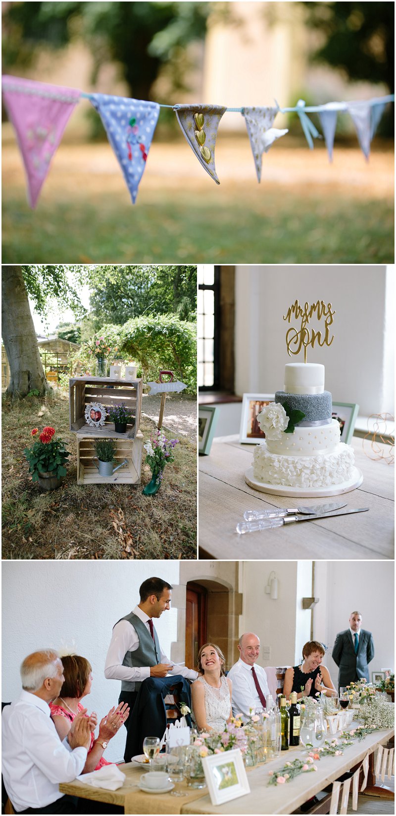 Wedding details and speeches at rustic wedding