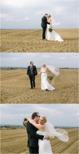 Bride and Groom in dirt field Pontefract