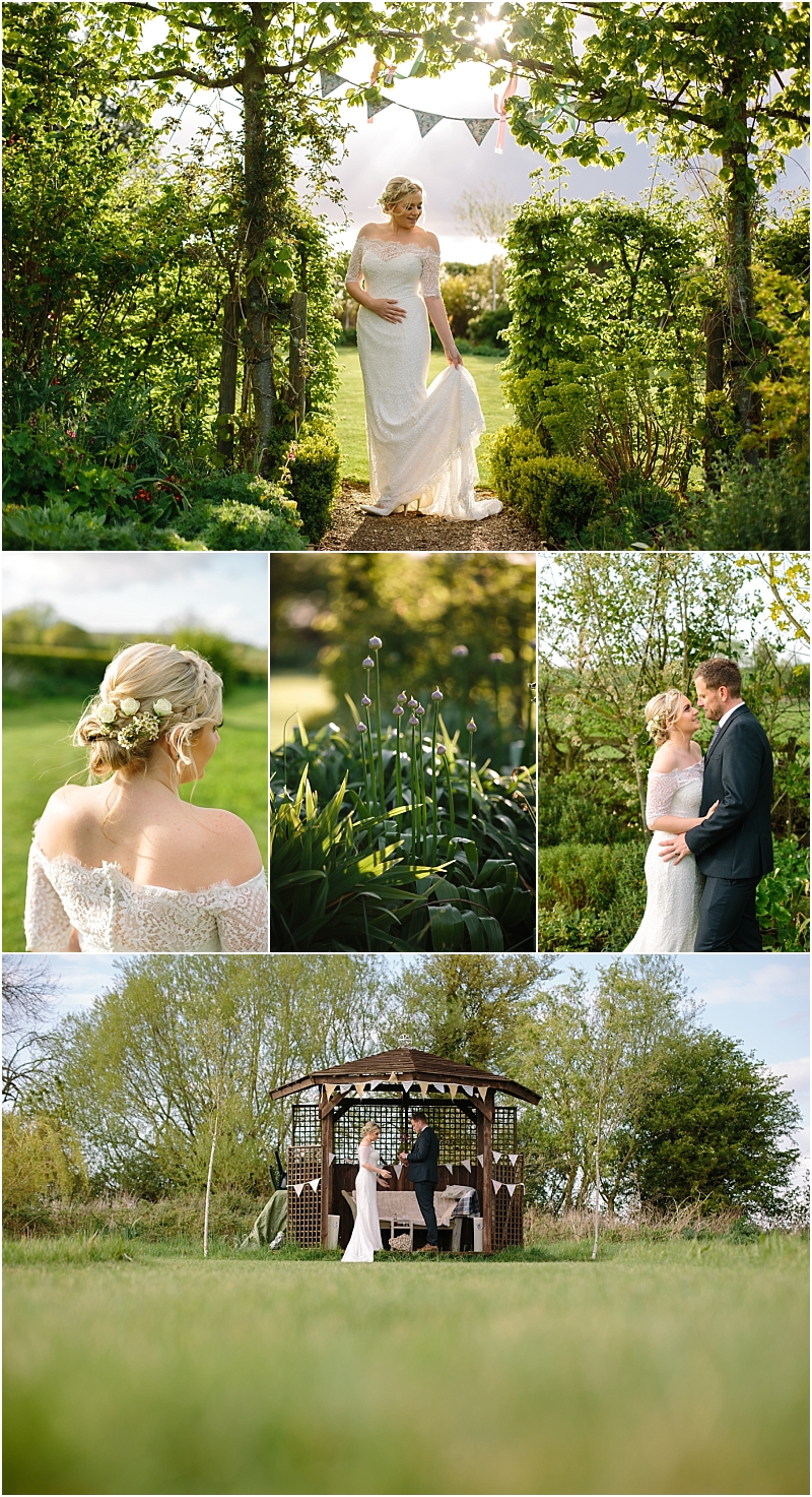 Bride and groom in Gardens 