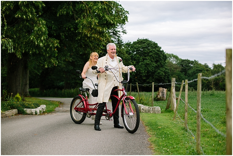 Wedding wales bride and groom Tandem bike