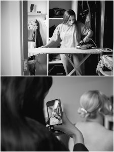 Black and white bride prep photos