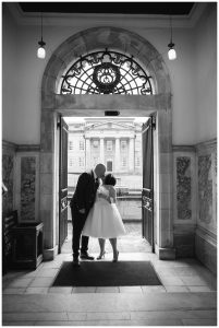 Bride and groom at Stockport Town Hall photographer