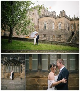Bride and groom at Lancaster Castle